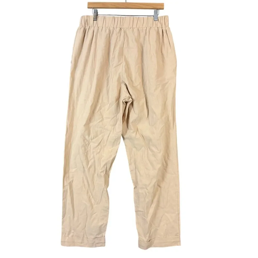 NEW Hardaddy Cotton Pants XL Pull On Beige Plain Hawaiian Casual Trousers